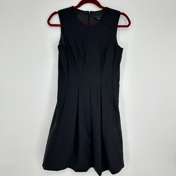 Theory Fit and Flare Black Career Wool Blend Dress Pockets Sleeveless Womens 4 - Picture 1 of 7